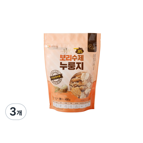 보리 수제 누룽지, 400g, 3개