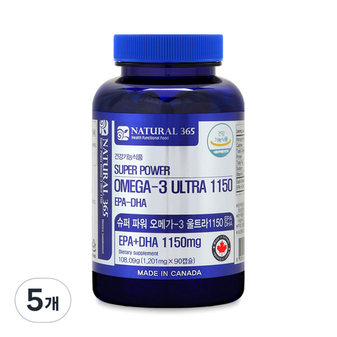 내츄럴365 슈퍼파워 오메가3 울트라 1150, 5개, 108.09g