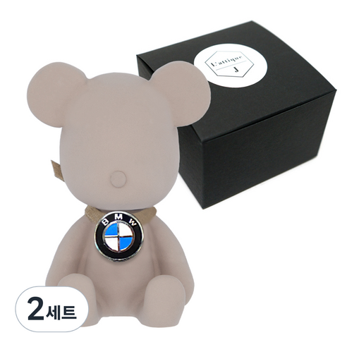 라띠크제이 엠블럼 베어 차량용 방향제 BMW 베이지 + 리필 베이비파우더 5ml, 2세트