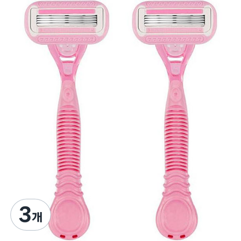 하이어리 6중날 전신 제모 여성용 면도기 핑크, 2개입, 3개