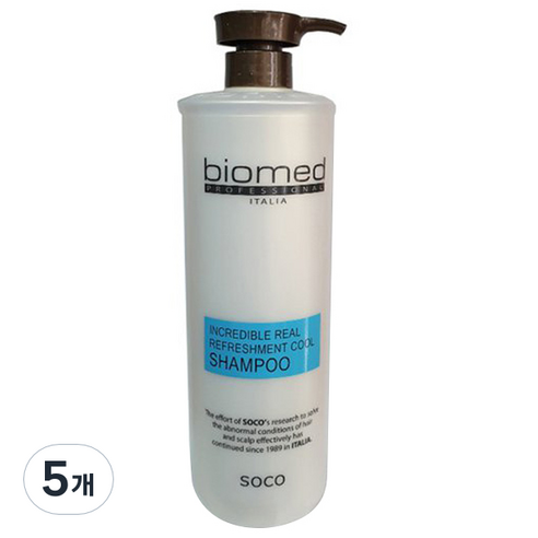 바이오메드 프로페셔널 인크레더블 리얼 리후레쉬먼트 쿨 샴푸, 1L, 5개