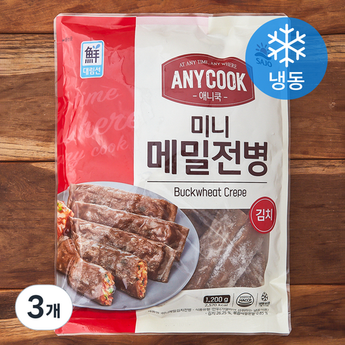 대림선 애니쿡 미니메밀전병 김치 (냉동), 1.2kg, 3개