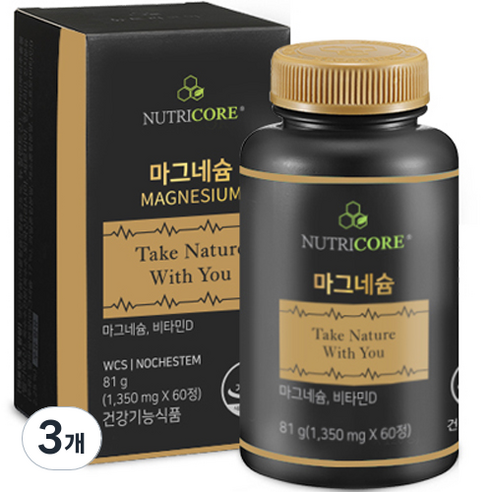 뉴트리코어 WCS 마그네슘 비타민D NOCHESTEM, 60정, 3개