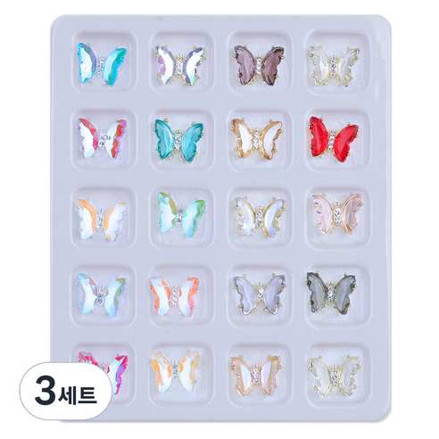 메이브라운 네일스톤 쥬얼리 파츠 한 판 M2010, 3세트, 지르콘나비
