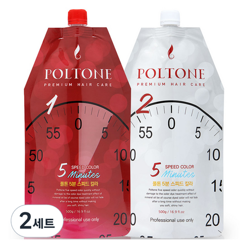 폴톤 5분 스피드 칼라 염모제 1제 500g + 2제 500g 세트, 흑색, 2세트