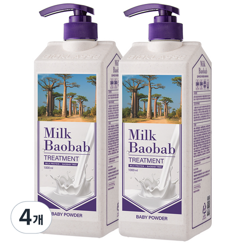 밀크바오밥 헤어트리트먼트 베이비파우더향, 1000ml, 4개