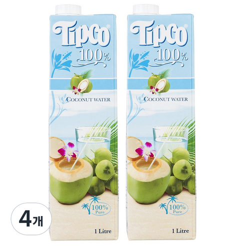 팁코 코코넛워터, 1L, 4개