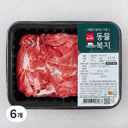 하이포크 동물복지 인증 한돈 뒷다리 불고기용 (냉장), 500g, 6개