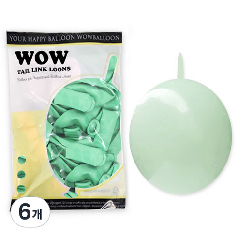 와우파티코리아 와우링커룬 마카롱 풍선 15cm 50p, 그린, 6개