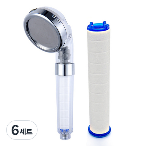 직수 샤워기 헤드 + 필터 세트, 6개, 혼합색상