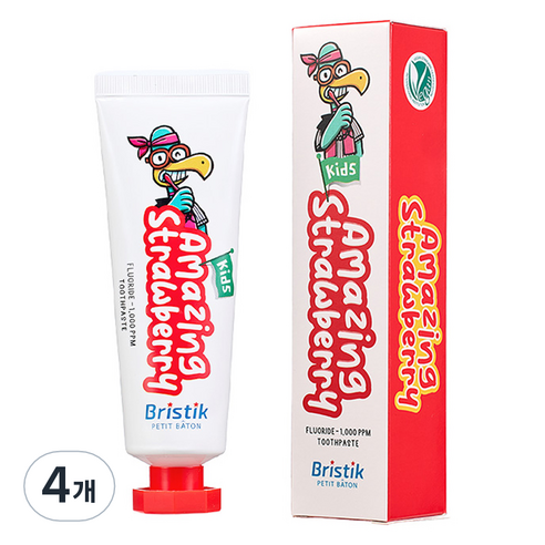 브리스틱 어린이 불소 케이엘 에스 치약, 50g, 4개