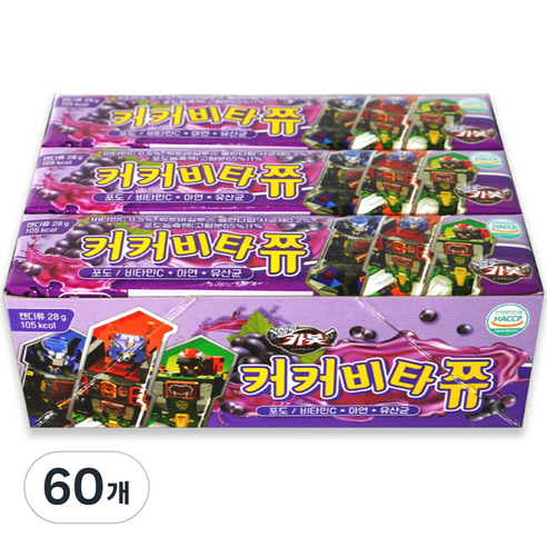 아텍스 커커비타쮸 헬로카봇 포도맛, 28g, 60개