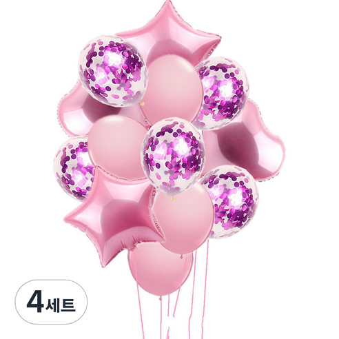파티복닷컴 풍선모음 14p 파티세트, 핑크, 4세트