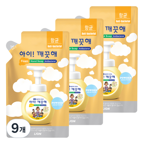 아이깨끗해 순 핸드워시 파우더향, 9개, 200ml