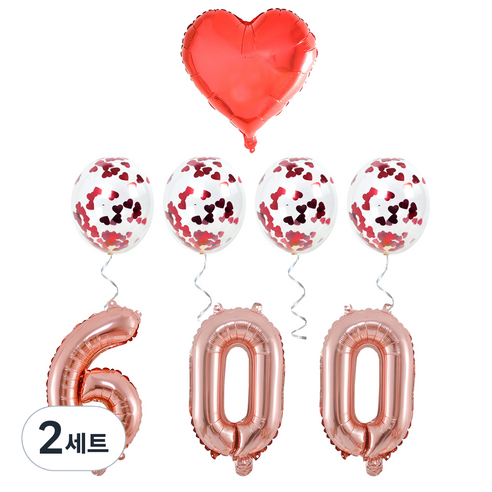 파티쇼 은박 600일 파티 기념일 풍선 세트, 혼합색상, 2세트
