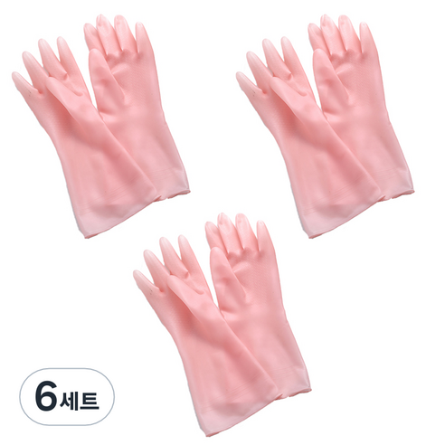 리즈제이니 라텍스 고무장갑 M, 06 젤리 핑크, 중(M), 6세트