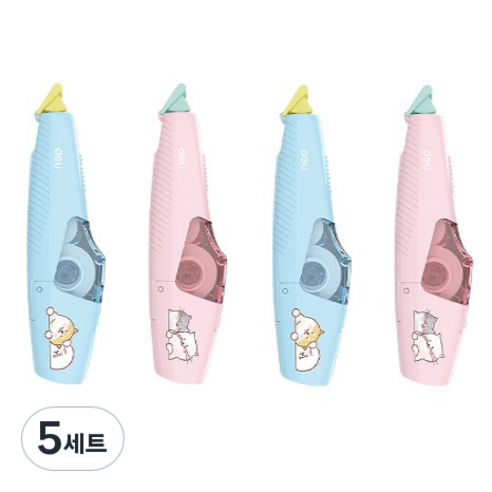 델리 캐릭터 파스텔 수정테이프 2종 x 2p 세트 21401, 핑크, 블루, 5세트