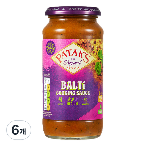 대상 파탁스 발티 쿠킹 소스, 450g, 6개