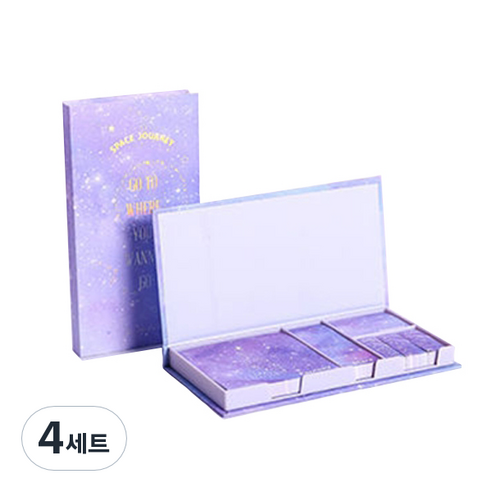 접착메모지 케이스 세트, 별이빛나는하늘가고싶은곳, 1개입, 4세트
