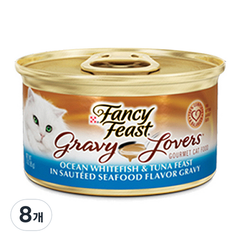 팬시피스트 퍼피/키튼 퓨리나 화이트라벨 그레이비 주식캔, 생선, 85g, 8개