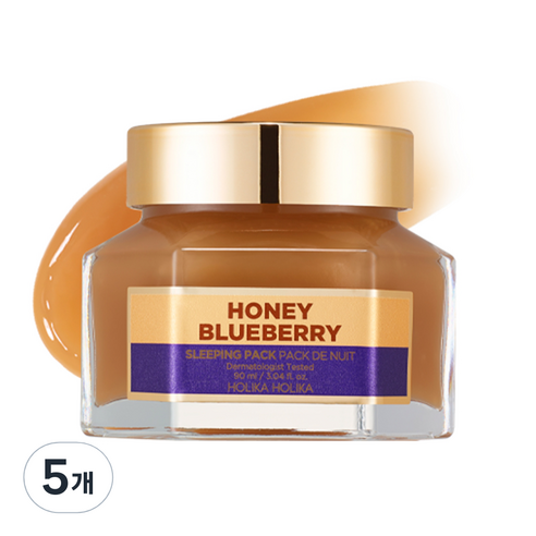 홀리카홀리카 꿀피부 슬리핑팩 블루베리 꿀 리뉴얼, 90ml, 5개