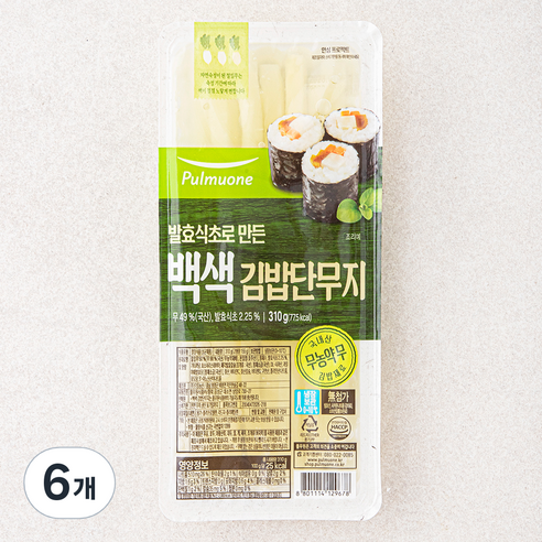 풀무원 백색 김밥 단무지, 310g, 6개