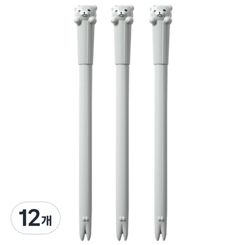 큐티베어 젤펜 0.5mm, 그레이, 12개