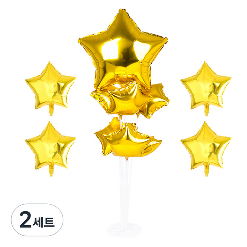 파티쇼 풍선꽂이장식세트 70cm, 별골드, 2세트
