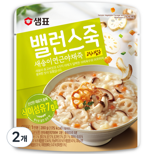 샘표 밸런스 새송이 연근 야채죽, 280g, 2개