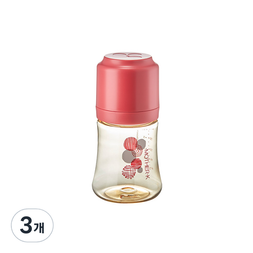 마더케이 369 PPSU신생아젖병 180ml, 0단계(0~2개월), 레드, 3개
