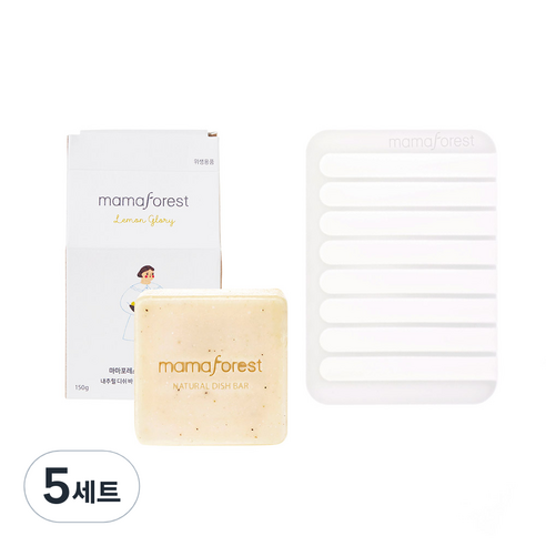 마마포레스트 내추럴 고체 주방세제 레몬글로리 150g + 트레이 세트, 5세트