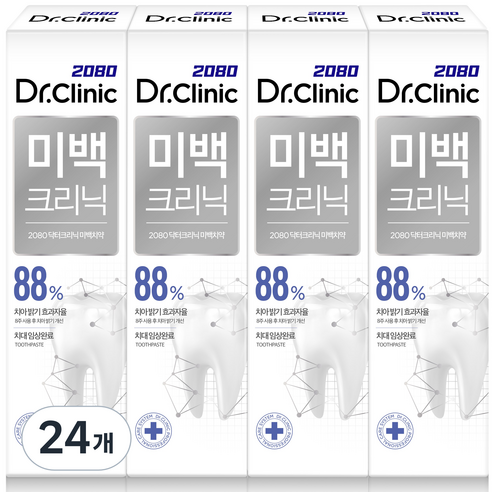 2080 닥터크리닉 미백크리닉 치약, 120g, 24개