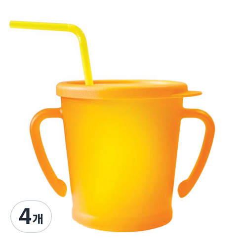 아가프라 유아용 매직 빨대컵 300ml, 4개, 오렌지