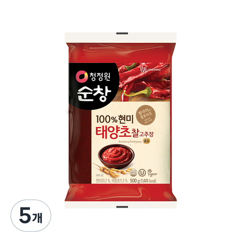 대상 청정원 순창 찰 고추장 비닐, 500g, 5개