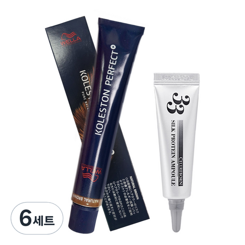 웰라 콜레스톤 퍼펙트 플러스 염색약 80g + 셀리본 33 실크 프로틴 앰플 12ml 세트, (5 / 04), 6세트