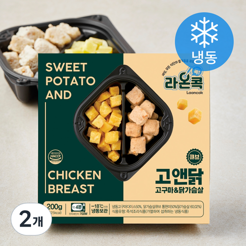 라온콕 고구마 & 닭가슴살 큐브 (냉동), 200g, 2개