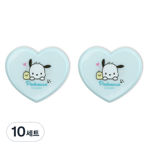 케이제이잡화점 하트 빗 + 거울 세트, 포차코 민트, 10세트