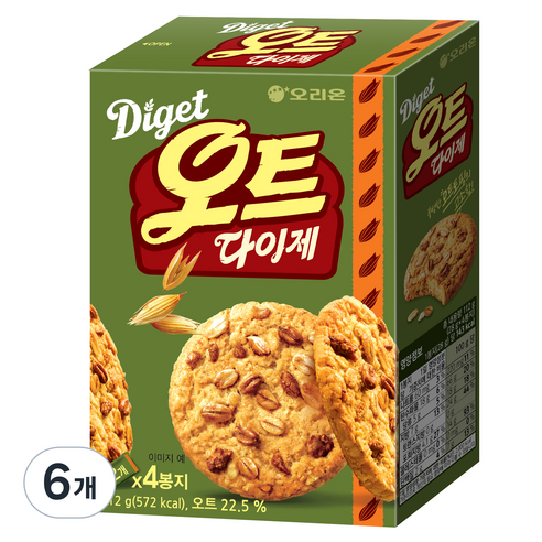 오리온 오트다이제 비스켓 4p, 112g, 6개