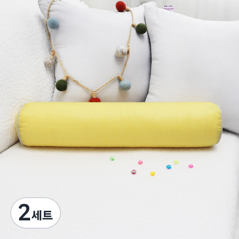 베드앤데코 에브리데이 경추 목베개 + 솜 세트, 코튼옐로, 2세트