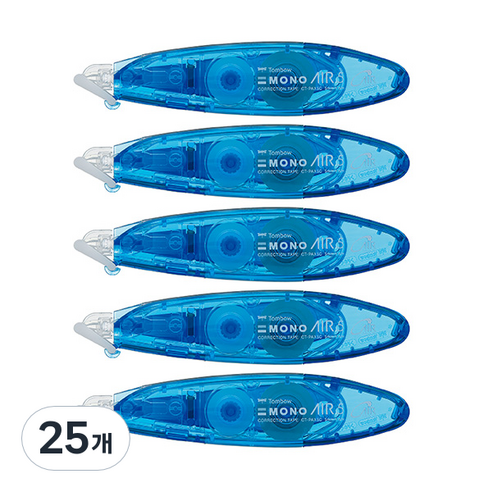 톰보우 모노에어5 펜타입 수정테이프 5mm x 6m, 블루, 25개