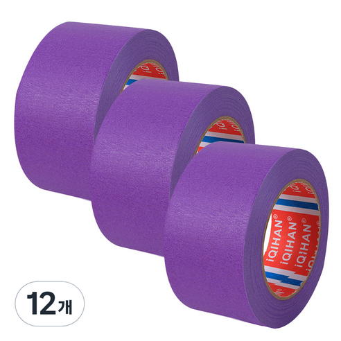 다다 칼라 마스킹 종이테이프 50mm x 15m, 퍼플, 12개