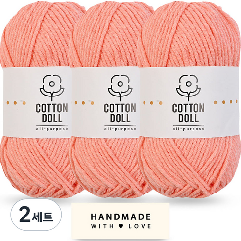 니뜨 코튼돌실 50g x 3p + 코튼 라벨 세트, 2세트, 13 살몬