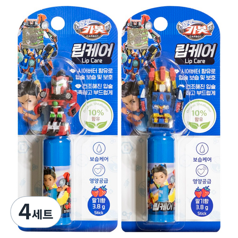 헬로카봇 오가닉 립케어 2.4g x 2종 세트, 딸기향, 4세트