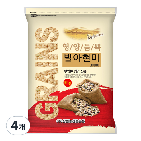 삼원농산 발아현미, 3kg, 4개