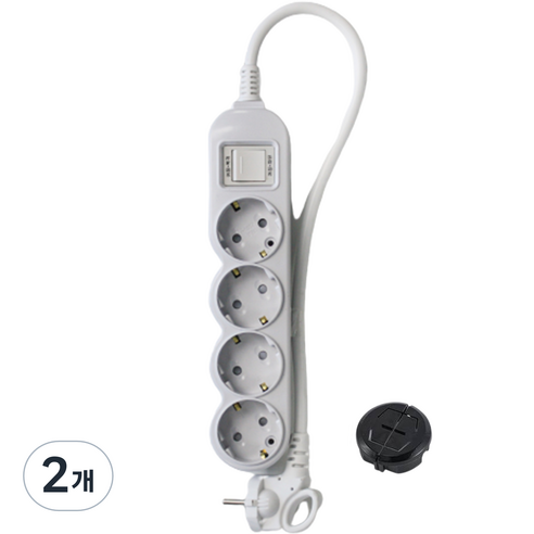 에코파워탭 LED 일반 메인 과부하차단 멀티탭 4구 EPM-L304A + 안전커버 랜덤발송, 40cm, 2개