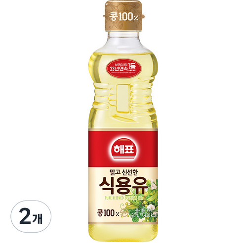 해표 맑고 신선한 식용유, 900ml, 2개