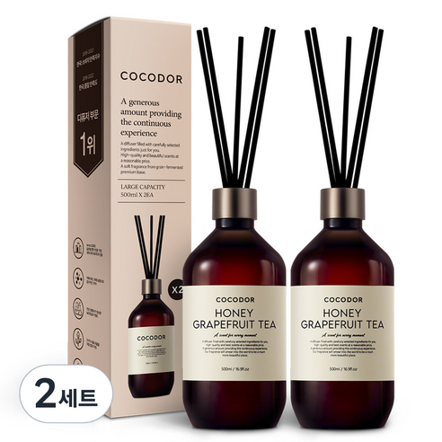 코코도르 프리미엄 디퓨저, 허니자몽티, 500ml, 4개