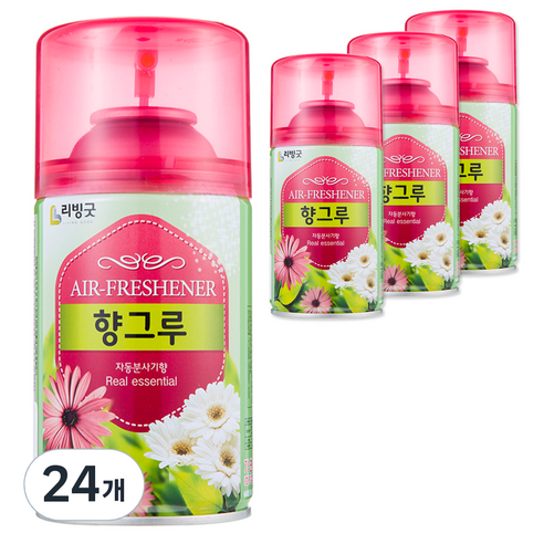 리빙굿 향그루 캔 자동분사기 포푸리향 방향제 본품, 280ml, 24개