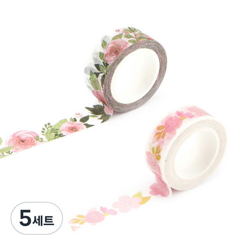 라이프포인트 내츄럴 일러스트 마스킹 테이프 08벚꽃 세트, 08벚꽃, 11동백나무, 5세트