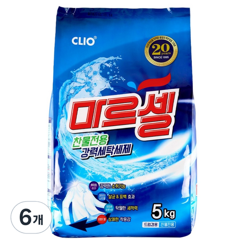 크리오 마르셀 찬물전용 강력 세탁 세제, 5kg, 6개